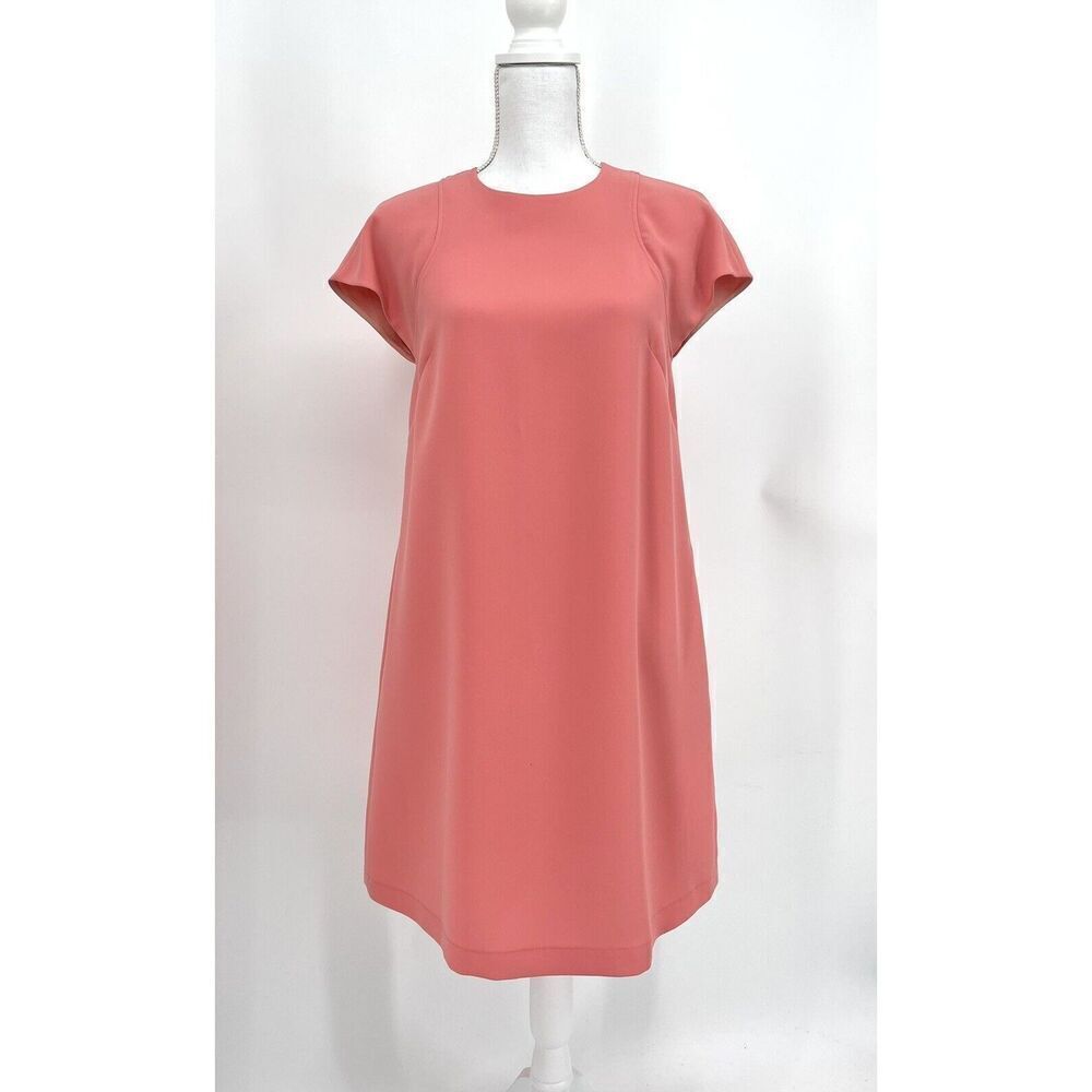 Jil Sander Trapeze Swing Shift Dress Salmon Pink Cap Sleeves Size IT 36/US XS